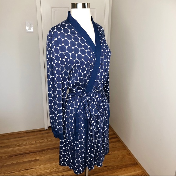 Kate Spade Blue Polka Dot Cotton Tie Front Robe size S - Picture 14 of 15